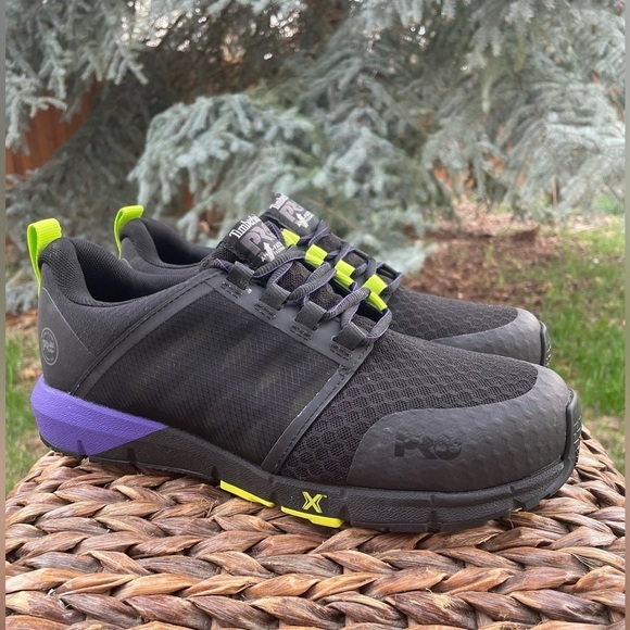 NEW Timberland Radius Composite Toe Work Sneakers Black Purple & Yellow. Size 10 - Picture 3 of 11